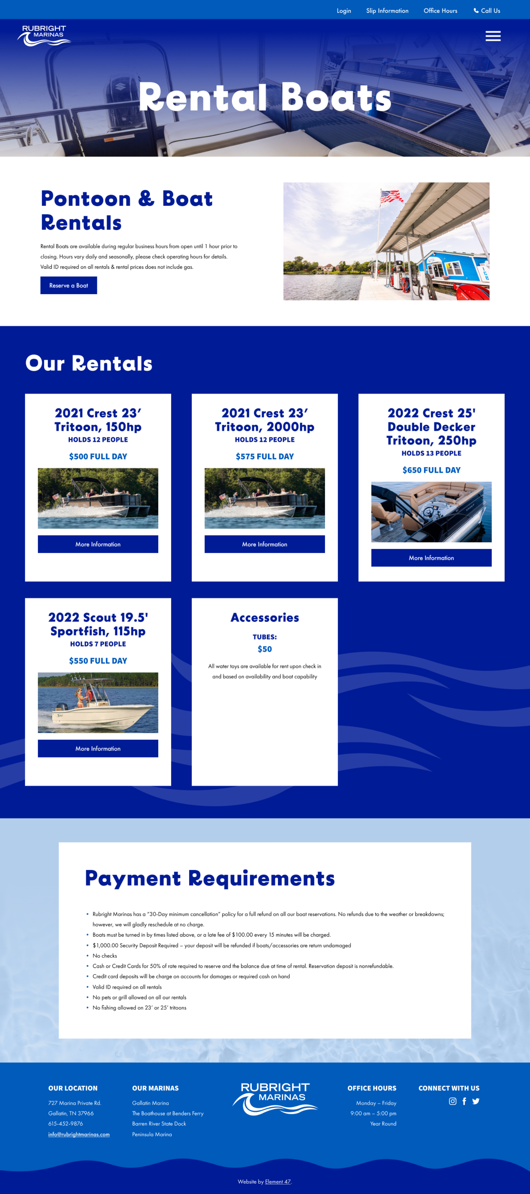 The Rubright Marina rental boat page