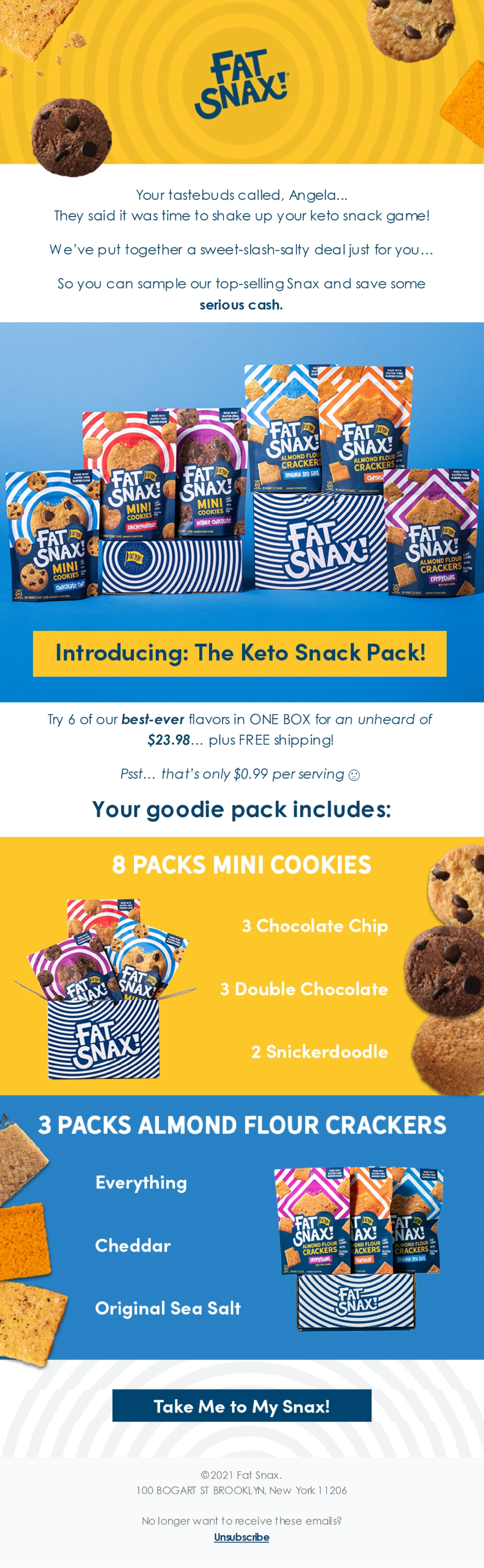 Fat Snax keto snack pack email design